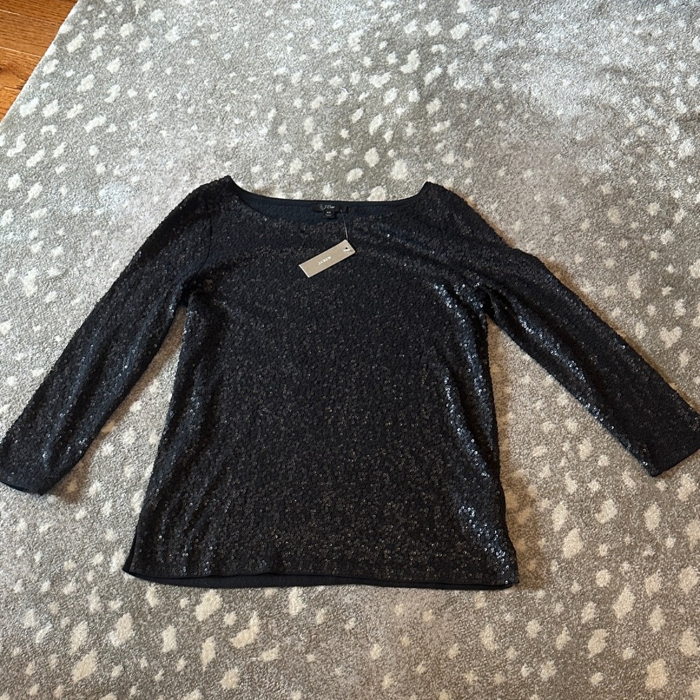J. Crew Black Sequin Top